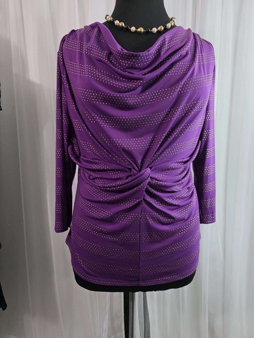 Ellen Tracy Deep Purple Knit Longsleeves Top Size:XL